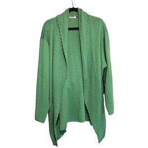 Madame Zurich Green Waterfall Knit Cardigan Womens Sz. Euro 52/XXL US Grannycore